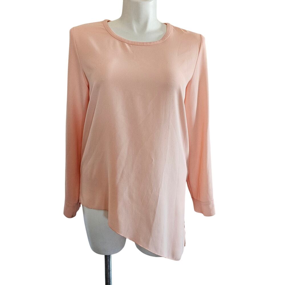 Calvin Klein top blouse long sleeve asymmetrical round neck sz L